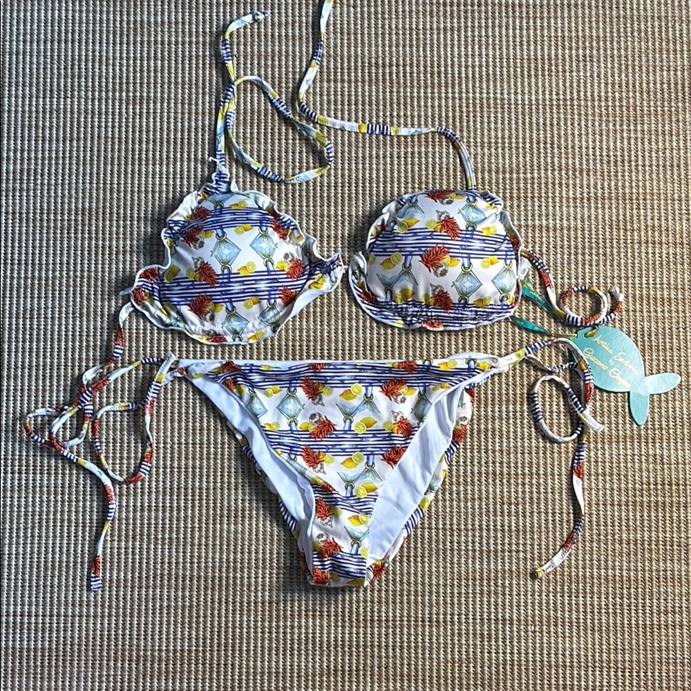 Antica Sartoria Positano Napolitanian Floral Print Bikini Set